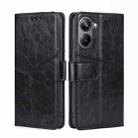 For Realme 10 Pro 5G Geometric Stitching Horizontal Flip Leather Phone Case(Black) - 1