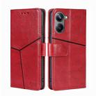 For Realme 10 Pro 5G Geometric Stitching Horizontal Flip Leather Phone Case(Red) - 1