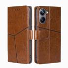 For Realme 10 Pro 5G Geometric Stitching Horizontal Flip Leather Phone Case(Light Brown) - 1
