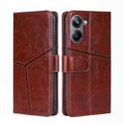 For Realme 10 Pro 5G Geometric Stitching Horizontal Flip Leather Phone Case(Dark Brown) - 1