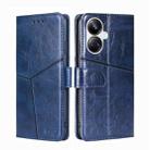 For Realme 10 Pro+ 5G Geometric Stitching Horizontal Flip Leather Phone Case(Blue) - 1