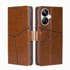 For Realme 10 Pro+ 5G Geometric Stitching Horizontal Flip Leather Phone Case(Light Brown) - 1