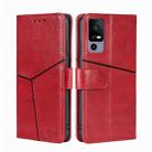 For TCL 40R 5G Geometric Stitching Horizontal Flip Leather Phone Case(Red) - 1