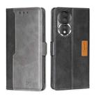 For Honor 80 Contrast Color Side Buckle Leather Phone Case(Black+Grey) - 1