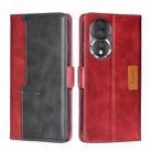 For Honor 80 Contrast Color Side Buckle Leather Phone Case(Red+Black) - 1