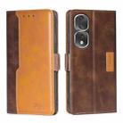 For Honor 80 Pro Contrast Color Side Buckle Leather Phone Case(Dark Brown+Gold) - 1