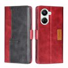 For Huawei nova 10 SE Contrast Color Side Buckle Leather Phone Case(Red+Black) - 1