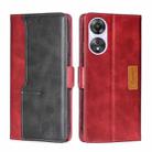 For OPPO A58 5G Contrast Color Side Buckle Leather Phone Case(Red+Black) - 1