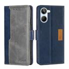 For Realme 10 4G Contrast Color Side Buckle Leather Phone Case(Blue+Grey) - 1