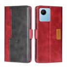 For Realme C30s Contrast Color Side Buckle Leather Phone Case(Red+Black) - 1