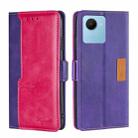 For Realme C30s Contrast Color Side Buckle Leather Phone Case(Purple+Rose Red) - 1