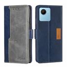 For Realme C30s Contrast Color Side Buckle Leather Phone Case(Blue+Grey) - 1