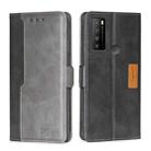 For TCL 30XL 2022 Contrast Color Side Buckle Leather Phone Case(Black+Grey) - 1