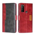 For TCL 30XL 2022 Contrast Color Side Buckle Leather Phone Case(Red+Black) - 1