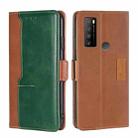 For TCL 30XL 2022 Contrast Color Side Buckle Leather Phone Case(Light Brown+Green) - 1