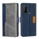 For TCL 30XL 2022 Contrast Color Side Buckle Leather Phone Case(Blue+Grey) - 1