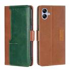 For Samsung Galaxy A04e 4G Contrast Color Side Buckle Leather Phone Case(Light Brown+Green) - 1