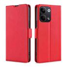 For OPPO Reno9 5G / Reno9 Pro 5G Ultra-thin Voltage Side Buckle Horizontal Flip Leather Phone Case(Red) - 1