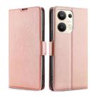 For OPPO Reno9 Pro+ 5G Ultra-thin Voltage Side Buckle Horizontal Flip Leather Phone Case(Rose Gold) - 1