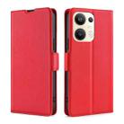 For OPPO Reno9 Pro+ 5G Ultra-thin Voltage Side Buckle Horizontal Flip Leather Phone Case(Red) - 1