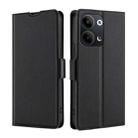 For OPPO Reno9 Pro+ 5G Ultra-thin Voltage Side Buckle Horizontal Flip Leather Phone Case(Black) - 1