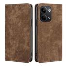 For OPPO Reno9 5G / Reno9 Pro 5G RFID Anti-theft Brush Magnetic Leather Phone Case(Brown) - 1