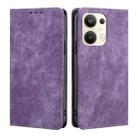 For OPPO Reno9 Pro+ 5G RFID Anti-theft Brush Magnetic Leather Phone Case(Purple) - 1