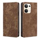 For OPPO Reno9 Pro+ 5G RFID Anti-theft Brush Magnetic Leather Phone Case(Brown) - 1