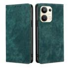 For OPPO Reno9 Pro+ 5G RFID Anti-theft Brush Magnetic Leather Phone Case(Green) - 1