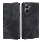 For Realme 10 Pro 5G RFID Anti-theft Brush Magnetic Leather Phone Case(Black) - 1