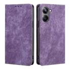 For Realme 10 Pro 5G RFID Anti-theft Brush Magnetic Leather Phone Case(Purple) - 1