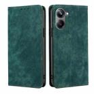 For Realme 10 Pro 5G RFID Anti-theft Brush Magnetic Leather Phone Case(Green) - 1