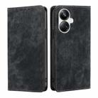 For Realme 10 Pro+ 5G RFID Anti-theft Brush Magnetic Leather Phone Case(Black) - 1