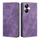 For Realme 10 Pro+ 5G RFID Anti-theft Brush Magnetic Leather Phone Case(Purple) - 1