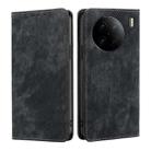 For vivo X90 Pro 5G RFID Anti-theft Brush Magnetic Leather Phone Case(Black) - 1