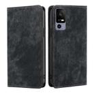 For TCL 40R 5G RFID Anti-theft Brush Magnetic Leather Phone Case(Black) - 1