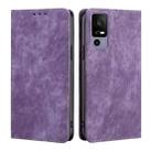 For TCL 40R 5G RFID Anti-theft Brush Magnetic Leather Phone Case(Purple) - 1