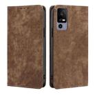 For TCL 40R 5G RFID Anti-theft Brush Magnetic Leather Phone Case(Brown) - 1