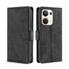 For OPPO Reno9 Pro+ 5G Skin Feel Crocodile Magnetic Clasp Leather Phone Case(Black) - 1