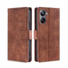 For Realme 10 Pro 5G Skin Feel Crocodile Magnetic Clasp Leather Phone Case(Brown) - 1