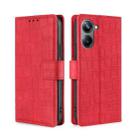 For Realme 10 Pro 5G Skin Feel Crocodile Magnetic Clasp Leather Phone Case(Red) - 1