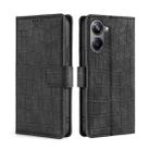 For Realme 10 Pro 5G Skin Feel Crocodile Magnetic Clasp Leather Phone Case(Black) - 1