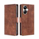 For Realme 10 Pro+ 5G Skin Feel Crocodile Magnetic Clasp Leather Phone Case(Brown) - 1