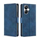 For Realme 10 Pro+ 5G Skin Feel Crocodile Magnetic Clasp Leather Phone Case(Blue) - 1