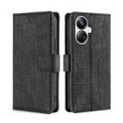 For Realme 10 Pro+ 5G Skin Feel Crocodile Magnetic Clasp Leather Phone Case(Black) - 1