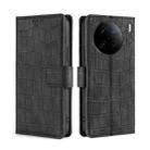 For vivo X90 Pro 5G Skin Feel Crocodile Magnetic Clasp Leather Phone Case(Black) - 1