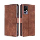 For TCL 40R 5G Skin Feel Crocodile Magnetic Clasp Leather Phone Case(Brown) - 1