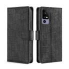 For TCL 40R 5G Skin Feel Crocodile Magnetic Clasp Leather Phone Case(Black) - 1