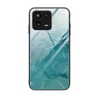 For Xiaomi 13 Marble Pattern Glass Phone Case(Green Ocean) - 1