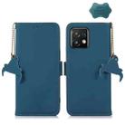 For Motorola Moto X40 Pro Genuine Leather Magnetic RFID Leather Phone Case(Blue) - 1